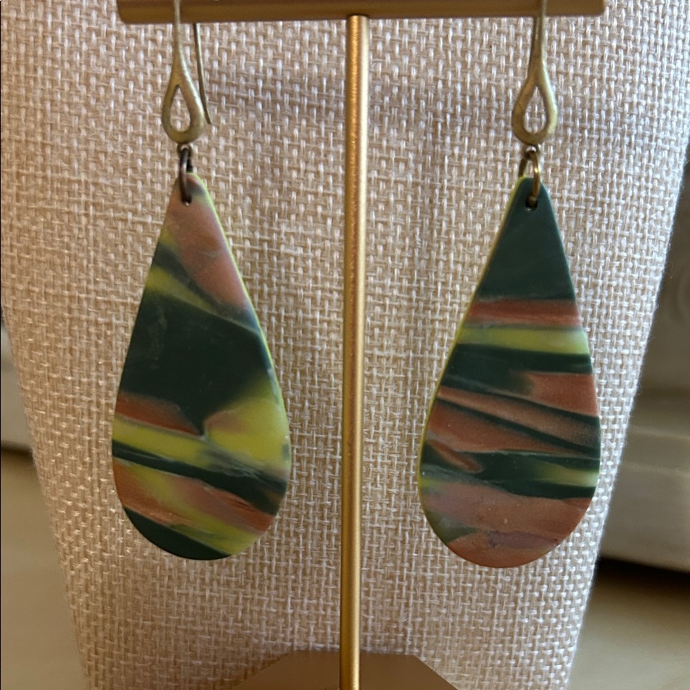 Artisan Earrings Multicolor Teardrop - Picture 3 of 8